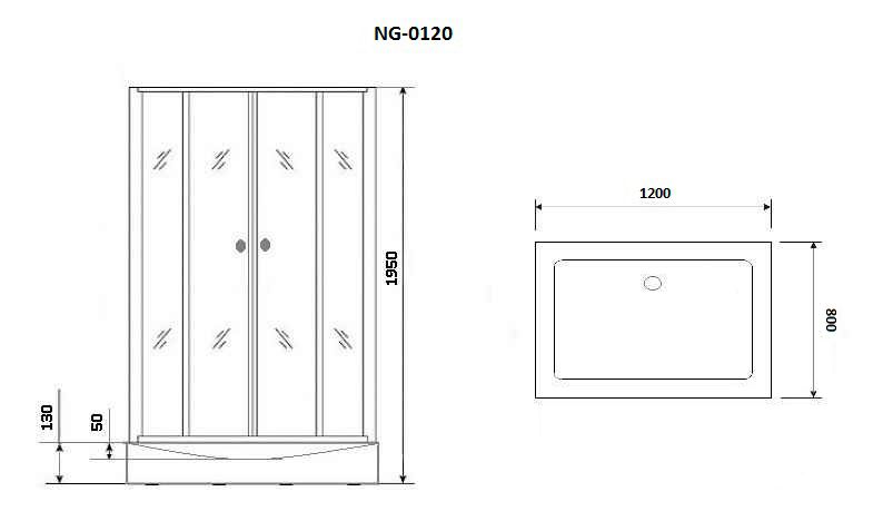 Душевой уголок Niagara Nova 120x80см чёрный NG-0120