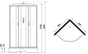 Душевая кабина Niagara NG-6501-14G с гидромассажем 90x90см чёрный/тонированное