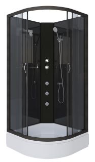 Душевая кабина Niagara NG-6501-14BKG с гидромассажем 90x90см чёрный/тонированное