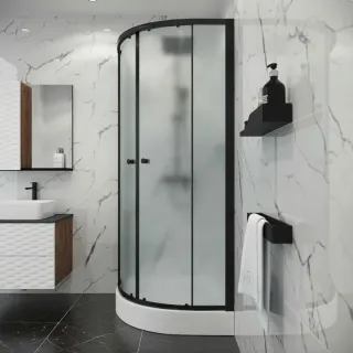 Душевой уголок Niagara Eco NG-003-14MT 80x80 см профиль чёрный стекло матовое
