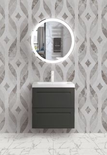 Подвесная тумба под раковину Art&Max Platino 58см серый матовый AM-Platino-580-2C-SO-GM