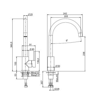 Смеситель для кухни Carlo Frattini Kitchen F7057INOX нержавеющая сталь