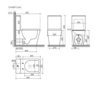 Бачок для унитаза Ceramicanova Cubic Rimless CN1803-T белый