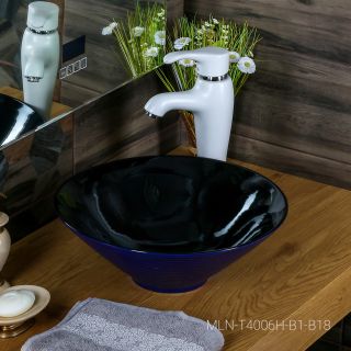 Накладная раковина Melana 7020-B1+B18-806 40см синий/чёрный Накладная раковина Melana 7020-B1+B18-806 40см синий/чёрный