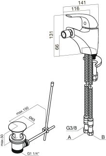 Смеситель Am.pm Sense F7583100 для биде с д/к