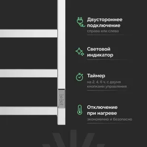 Полотенцесушитель электрический EWRIKA Пенелопа L 100х50, черный матовый