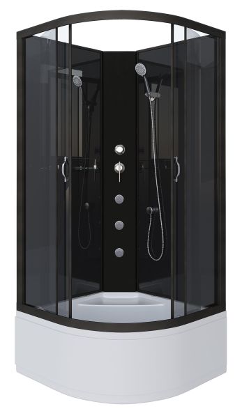 Душевая кабина Niagara NG-6508-14BKG с гидромассажем 90x90см чёрный/тонированное