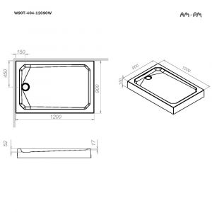 Поддон для душа AM.PM Gem W90T-404-12090W  120х90 Белый