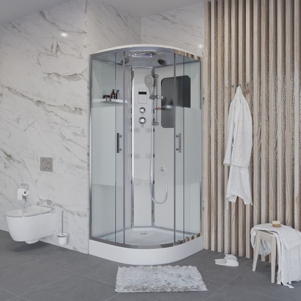 Душевая кабина Niagara NG-301-01 90x90см хром/прозрачное с матовой полосой