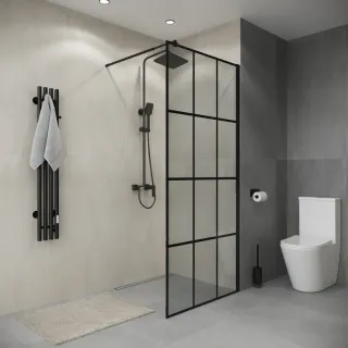 Душевая перегородка Niagara Eco NG-552-90BLACK 90 см профиль чёрный стекло прозрачное