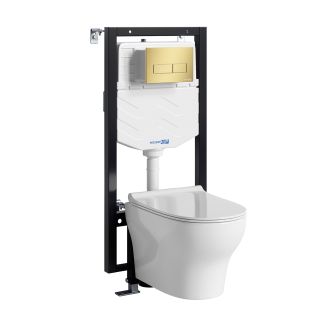 Система инсталляции с унитазом WasserKRAFT Vils 56TLT.010.ME.MG03.H001 кнопка смыва золото матовое
