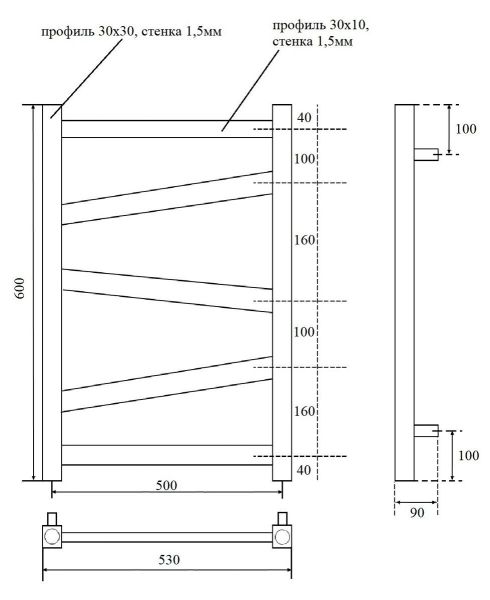 Полотенцесушитель электрический Point Феникс PN15156BE П5 50x60см левый/правый чёрный