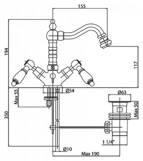 Смеситель для биде, золото Cezares DIAMOND-BS2-03/24-Sw
