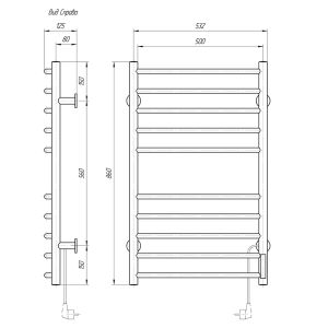 Полотенцесушитель электрический Domoterm Классик DMT 109-10 50x86 TBOX EK R хром