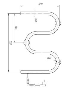 Полотенцесушитель электрический Domoterm DMT 107-32 60x40 EK L хром