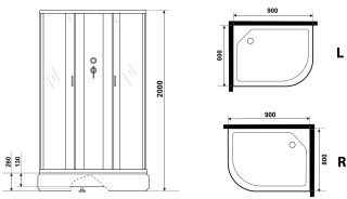 Душевая кабина Niagara NG-33984-14RBK 90x80см серебро/матовое