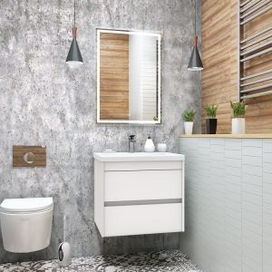 Подвесная тумба под раковину Art&Max Family 58см белый глянцевый Family-580-2C-SO-BL