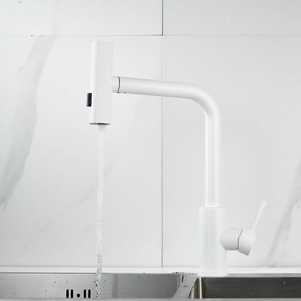 Смеситель для кухни Shevanik S263C с мультифункциональным изливом белый