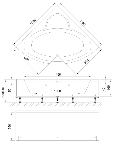 Гидромассажная ванна Royal Bath Fanke De Luxe 140x140см белый RB581200DL