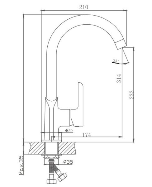 Смеситель для кухни Haiba HB70805-7 чёрный/хром