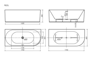 Ванна акриловая Sancos Грань (Edge) FB23L левая 170x80 см белый глянцевый