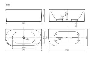 Ванна акриловая Sancos Грань (Edge) FB23R правая 170x80 см белый глянцевый
