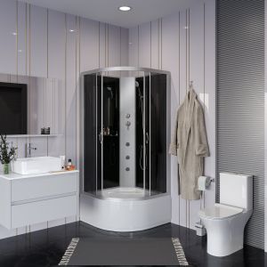 Душевая кабина Niagara NG-2507-14BKG с гидромассажем 80x80см серебро/тонированное