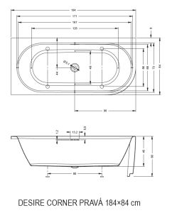 Акриловая ванна Riho Desire Corner Velvet Sparkle System LED B087004220 R 184x84см с аэромассажем и подсветкой чёрный матовый/белый матовый