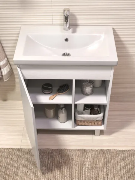 Тумба под раковину напольная Vigo Milos 317 70 см поставляется в разобранном виде белый