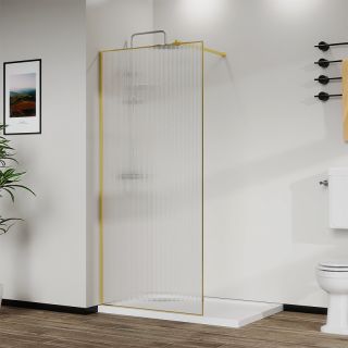 Душевая перегородка Azario Walk-in AZ-271-90-BGL-CRF 90 см профиль брашированное золото стекло рифлёное