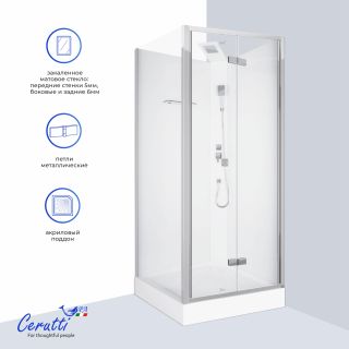 Душевая кабина Ceruttispa Белла (Bella) 90T 90x90 см профиль хром стекло прозрачное