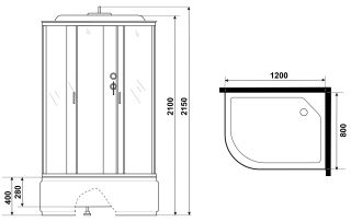 Душевая кабина Niagara NG-2510-14RG с гидромассажем 120x80см серебро/тонированное