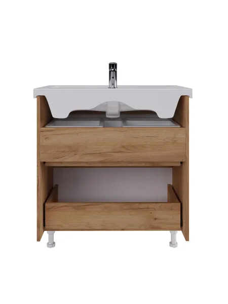 Тумба под раковину напольная Vigo Wave 385 80 см поставляется в разобранном виде дуб золотой