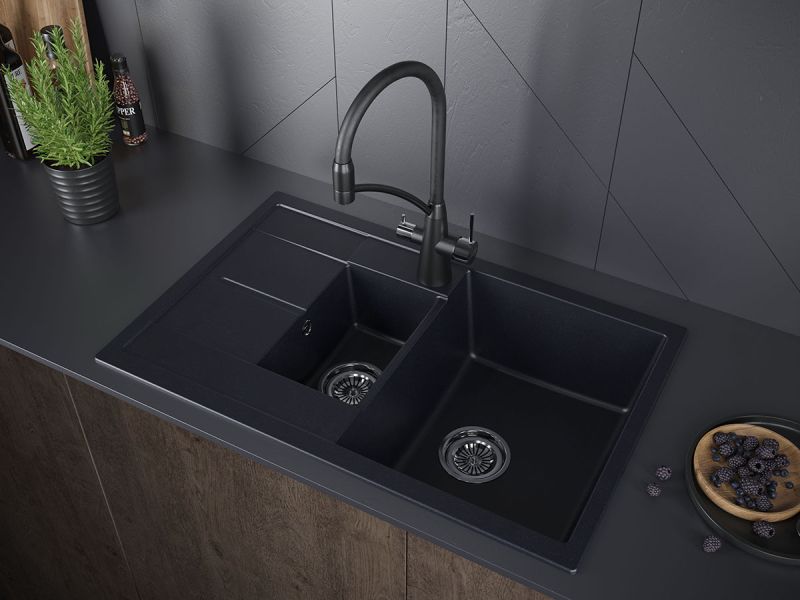 Мойка кухонная Paulmark Flugen PM237850-BLM чёрный металлик