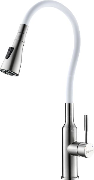 Смеситель для кухни Lemark Expert LM5082S-White с гибким поворотным изливом хром/белый Смеситель для кухни Lemark Expert LM5082S-White с гибким поворотным изливом хром/белый