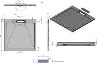Душевой поддон Esbano ESP-LX100B 100×100 см черный