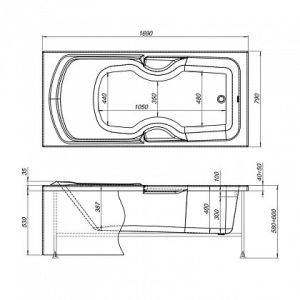 Каркас сварной для акриловой ванны Aquanet Polo 170x80