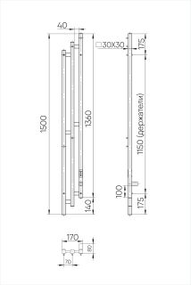 Полотенцесушитель электрический Indigo Sky PRO LSKPRE150-17BRRt 150x17 см чёрный муар