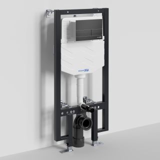 Система инсталляции для унитазов WasserKRAFT Vils 56TLT.010.ME.MB04 с кнопкой смыва чёрный матовый