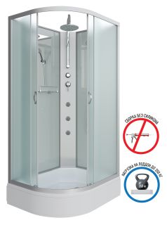 Душевая кабина Niagara NG-33094-14RBKTG с гидромассажем 100x90см серебро/матовое