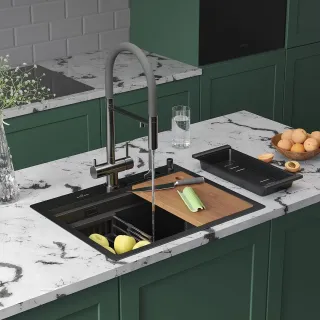 Кухонная мойка Roxenbath Stage 60-BS 560250-60-BS графит текстурное покрытие