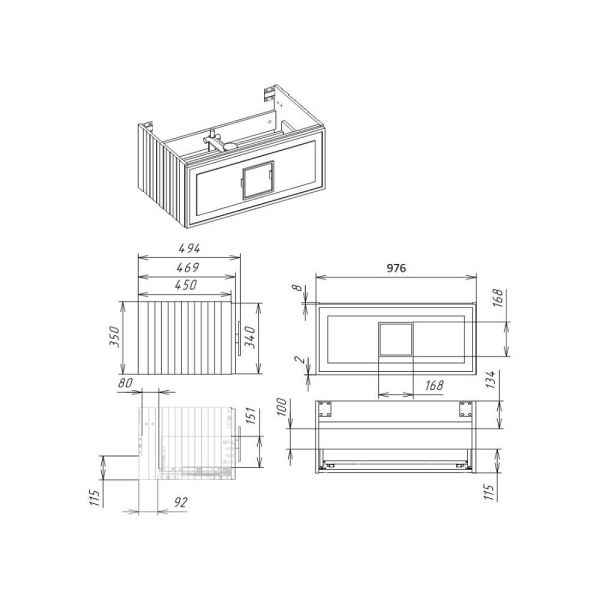 Тумба под раковину La Fenice Cubo FNC-01-CUB-G-100 97.6 см