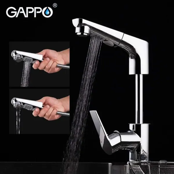 Смеситель для раковины с выдвижным изливом Gappo G1299 хром