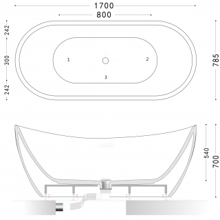 Акриловая ванна Art&Max 170x78см белый AM-502-1700-785