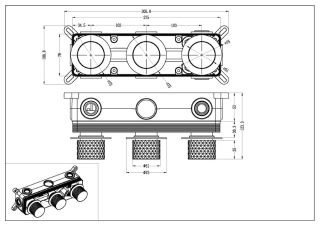 Встраиваемый смеситель 3-проходной Boheme Stick 124-3-BRB.1 брашированная бронза