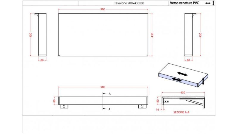 Консоль подвесная Cezares 90x8 Bianco Opaco Tavolone 41785