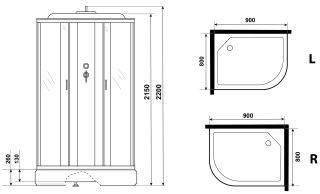 Душевая кабина Niagara NG-33984-14LF с гидромассажем 90x80см серебро/матовое