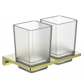 Два стакана для зубных щеток с держателем Wonzon & Woghand Eclipse WW-9128-LG золото глянцевое Два стакана для зубных щеток с держателем Wonzon & Woghand Eclipse WW-9128-LG золото глянцевое