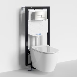 Система инсталляции с унитазом WasserKRAFT Vils 56TLT.010.ME.BN03.H002 кнопка смыва никель