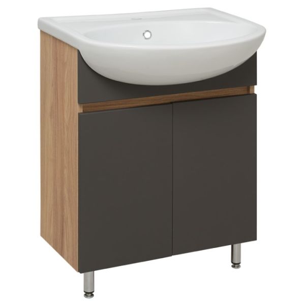 Тумба под раковину Runo графит (под умывальник Уют 60 ) Лада 60 (00-00001165)